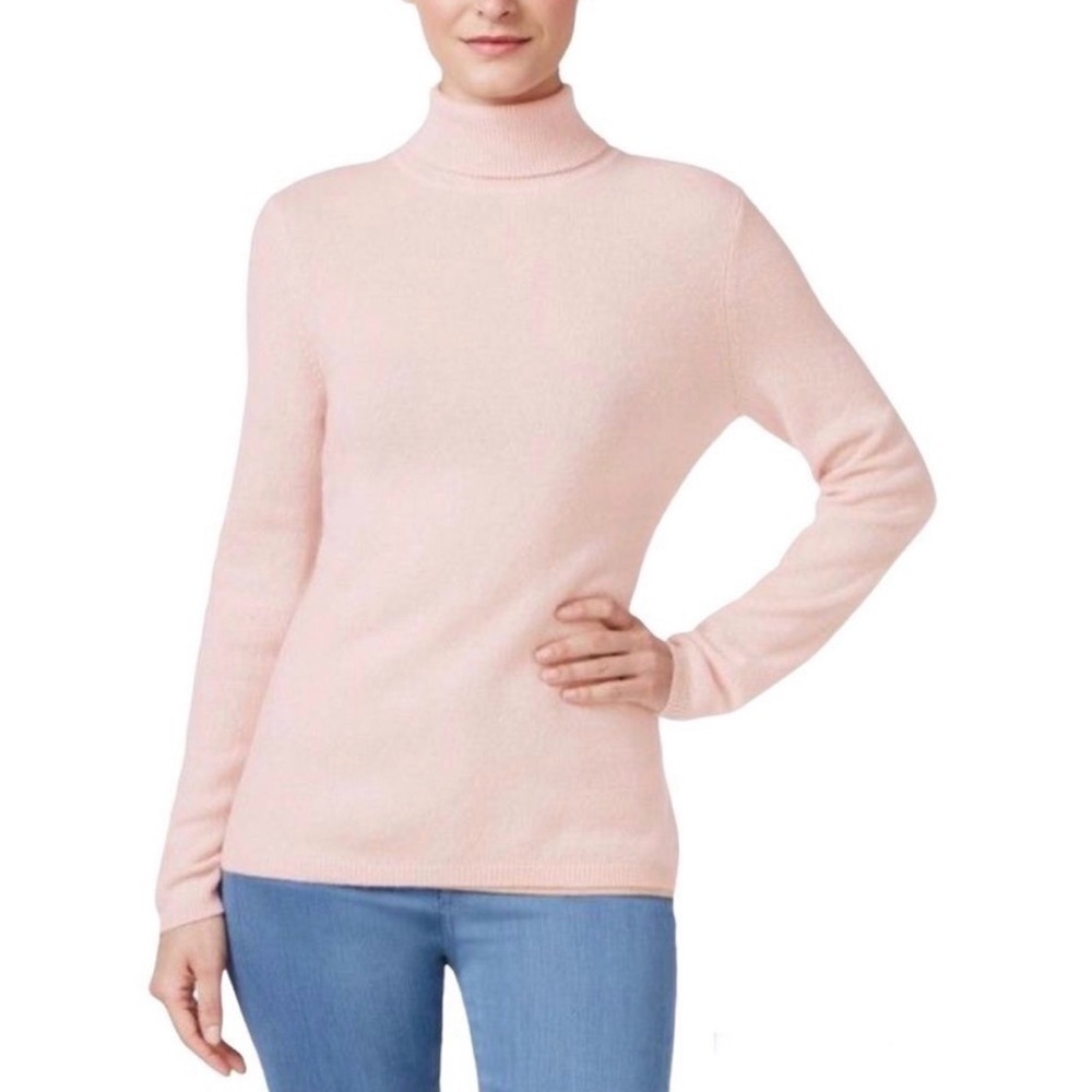 Charter Club Luxury 100% Cashmere Turtleneck Sweater light coral color XL